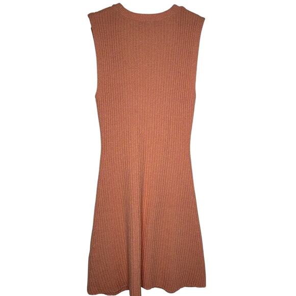 ZARA Orange Ribbed Sleeveless Knit Mini Dress Size L - Picture 7 of 9
